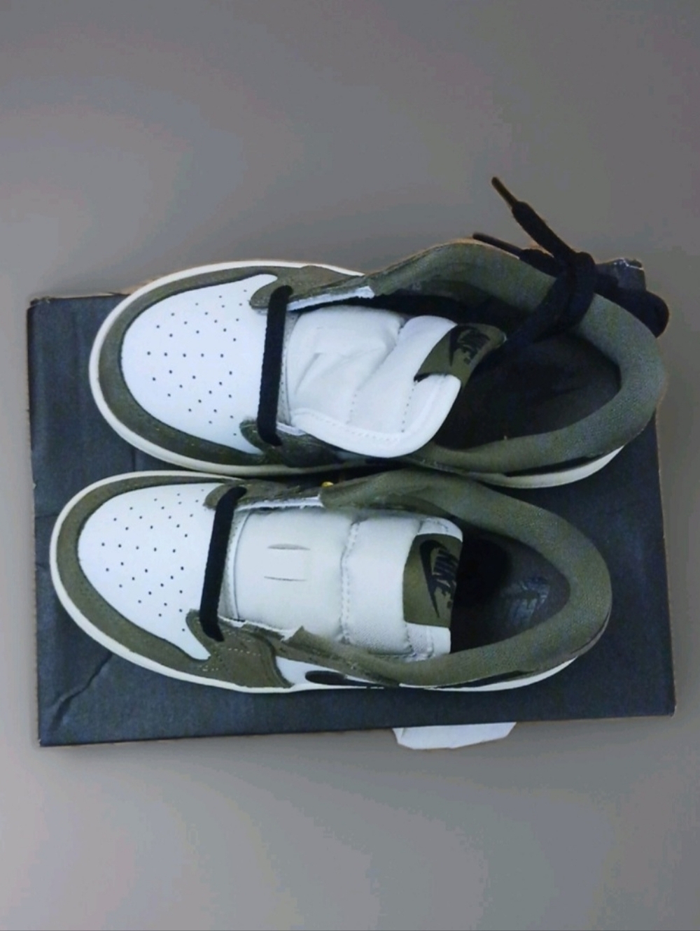 Jordan Kids Olive Green, White and Black Sneakers